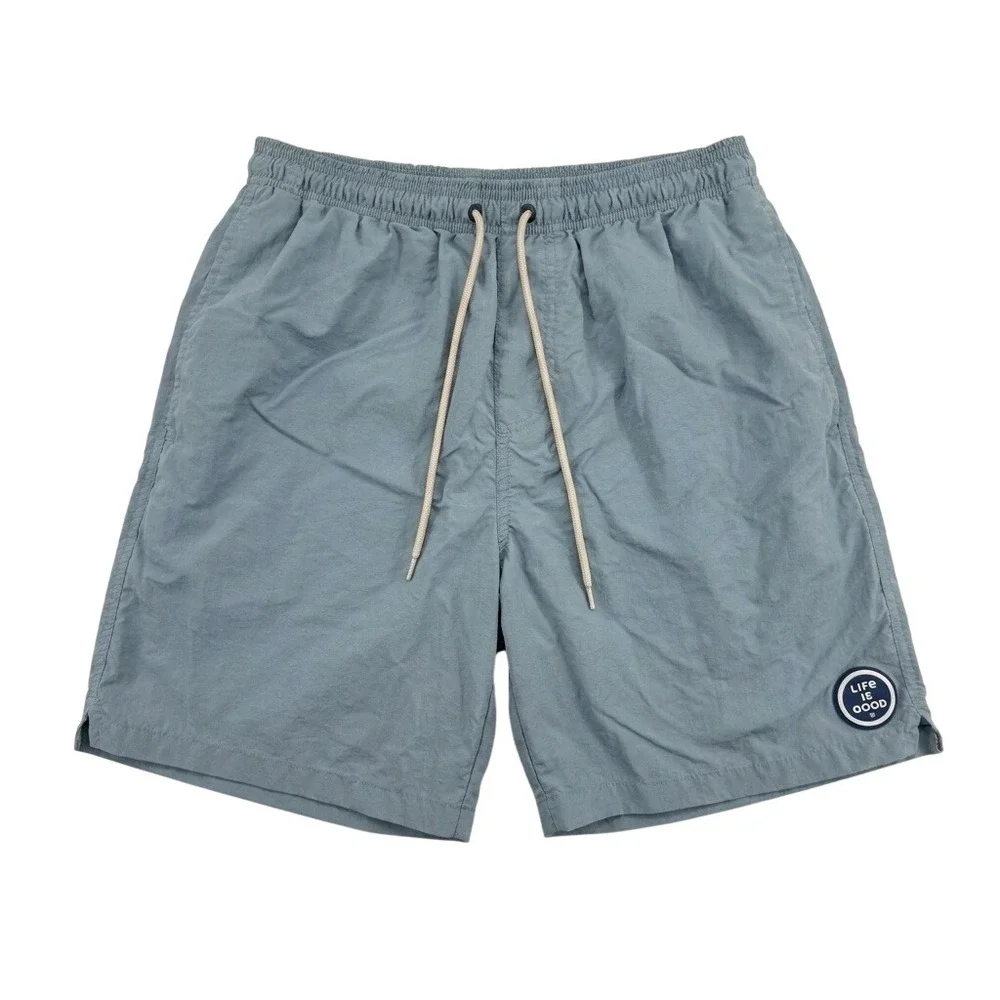 Life is Good Mens Swim Trunks Blue Gray Mesh Lined‎ Board Shorts Small